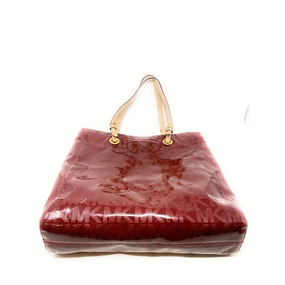 Michael Kors Jet Set Women’s Red Patent Leather Signature Tote Shoulder Bag - Picture 7 of 10